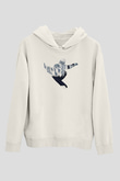 Snowboarding Baskılı Unisex Ekru Hoodie