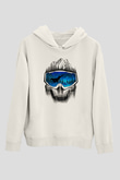 Snowboarding Baskılı Unisex Ekru Hoodie