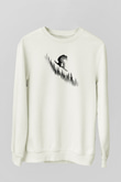 Snowboarding Baskılı Unisex Ekru Sweatshirt
