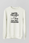 Snowboarding Baskılı Unisex Ekru Sweatshirt