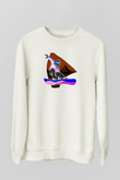 Snowboarding Baskılı Unisex Ekru Sweatshirt