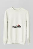 Snowboarding Baskılı Unisex Ekru Sweatshirt