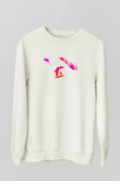 Snowboarding Baskılı Unisex Ekru Sweatshirt