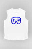 Snowboarding Baskılı Unisex Kolsuz Beyaz Tişört