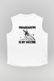 Snowboarding Baskılı Unisex Kolsuz Beyaz Tişört
