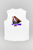 Snowboarding Baskılı Unisex Kolsuz Beyaz Tişört
