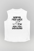Snowboarding Baskılı Unisex Kolsuz Beyaz Tişört