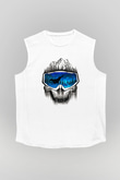 Snowboarding Baskılı Unisex Kolsuz Beyaz Tişört