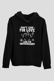 Snowboarding Baskılı Unisex Siyah Kapüşonlu Sweatshirt