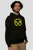 Snowboarding Baskılı Unisex Siyah Kapüşonlu Sweatshirt