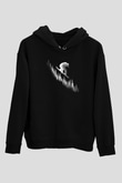 Snowboarding Baskılı Unisex Siyah Kapüşonlu Sweatshirt