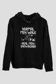 Snowboarding Baskılı Unisex Siyah Kapüşonlu Sweatshirt