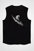 Snowboarding Baskılı Unisex Siyah Kolsuz Tişört