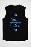 Snowboarding Baskılı Unisex Siyah Kolsuz Tişört