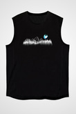 Snowboarding Baskılı Unisex Siyah Kolsuz Tişört