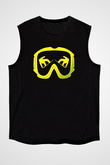 Snowboarding Baskılı Unisex Siyah Kolsuz Tişört
