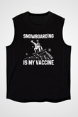 Snowboarding Baskılı Unisex Siyah Kolsuz Tişört