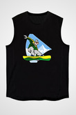 Snowboarding Baskılı Unisex Siyah Kolsuz Tişört