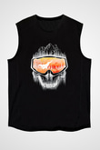 Snowboarding Baskılı Unisex Siyah Kolsuz Tişört