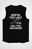 Snowboarding Baskılı Unisex Siyah Kolsuz Tişört
