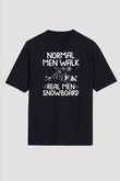 Snowboarding Baskılı Unisex Siyah Oversize Tişört