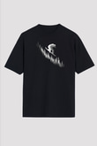 Snowboarding Baskılı Unisex Siyah Oversize Tişört