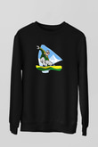 Snowboarding Baskılı Unisex Siyah Sweatshirt