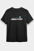 Snowboarding Baskılı Unisex Siyah Tişört - Tshirt