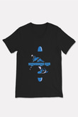 Snowboarding Baskılı Unisex Siyah V Yaka Tişört