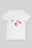 Snowboarding Baskılı Unisex V Yaka Tişört - Tshirt
