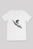 Snowboarding Baskılı Unisex V Yaka Tişört - Tshirt