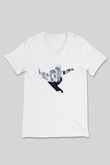 Snowboarding Baskılı Unisex V Yaka Tişört - Tshirt