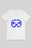 Snowboarding Baskılı Unisex V Yaka Tişört - Tshirt