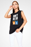 Sodyum Klor Baskılı Unisex Kolsuz Siyah Tişört - Tshirt