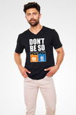 Sodyum Klor Baskılı Unisex V Yaka Siyah Tİşört - Tshirt