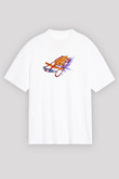 Sokak Kızağı Baskılı Unisex Beyaz Oversize Tişört - Tshirt