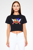 Sonic the Hedgehog Siyah Crop Top Tişört