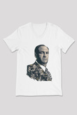 Sopranos Baskılı Beyaz Unisex V Yaka Tişört - Tshirt