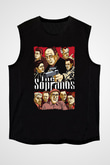 Sopranos Baskılı Unisex Siyah Kolsuz Tişört - Tshirt