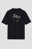 Sopranos Baskılı Unisex Siyah Oversize Tişört - Tshirt