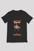 Sopranos Baskılı Unisex Siyah V Yaka Tişört - Tshirt