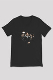 Sopranos Baskılı Unisex Siyah V Yaka Tişört - Tshirt