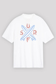 Sörf Baskılı Unisex Beyaz Oversize Tişört - Tshirt