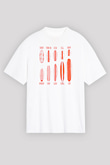 Sörf Baskılı Unisex Beyaz Oversize Tişört - Tshirt