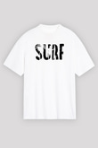 Sörf Baskılı Unisex Beyaz Oversize Tişört - Tshirt