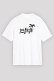 Sörf Baskılı Unisex Beyaz Oversize Tişört - Tshirt