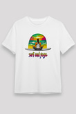 Sörf Baskılı Unisex Beyaz Tişört - Tshirt