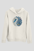Sörf Baskılı Unisex Ekru Hoodie