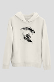 Sörf Baskılı Unisex Ekru Hoodie