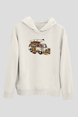 Sörf Baskılı Unisex Ekru Hoodie